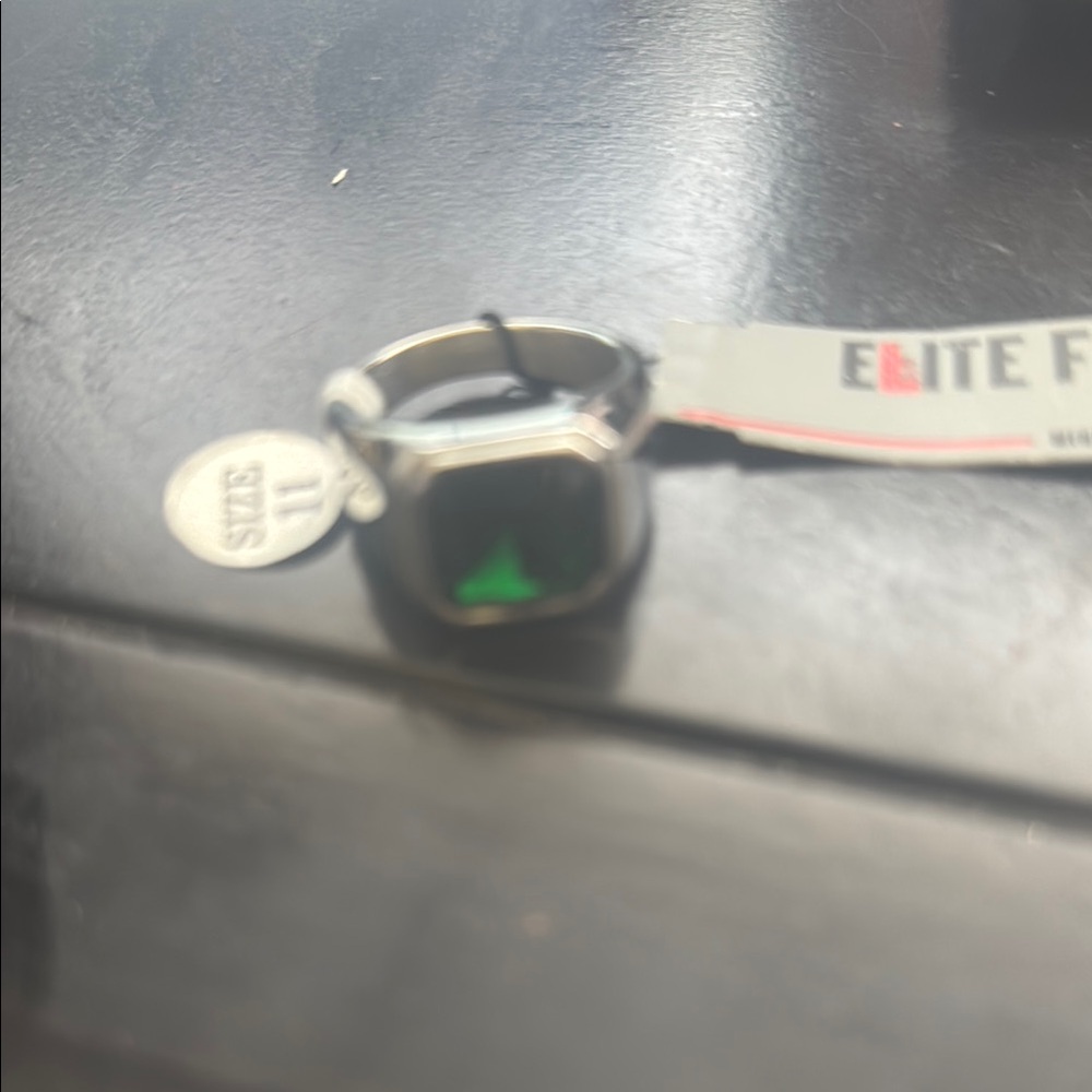 Silver and Green Wearable Ring